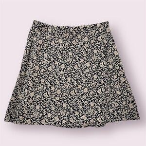 GAP Black and Cream Floral A-Line Skirt